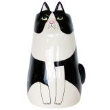 Sitting Cat Vase Black & White 25cm 
