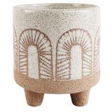 Avi Planter with Legs White & Sand 11cm 