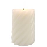 Swirl Chunky Pillar LED Candle Cream 10c