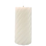 Swirl Chunky Pillar LED Candle Cream 15c