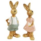 Country Bunny Ornament Sage & Pink 14cm 