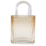 Reeded Handbag Glass Vase Amber Sm 23cm 