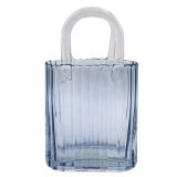 Reeded Handbag Glass Vase Blue Lg 28cm