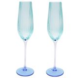 Ellie Ombre Champagne Glass Aqua & Blue 