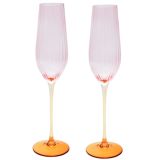 Ellie Ombre Champagne Glass Pink & Yello