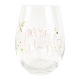 Thank you Wine Glass Pink  Gold 12cm 