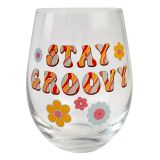 Retro Floral Stay Groovy Wine Glass Colo
