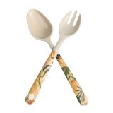 Cassia Floral Salad Servers Yellow  Col