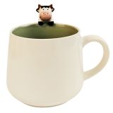 Cute Cow Hanger Mug White & Green 11cm 