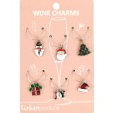 Christmas Wine Charms Colourful 4cm S/6