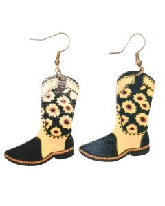 Sunflower Boots Earrings Black & Yellow 