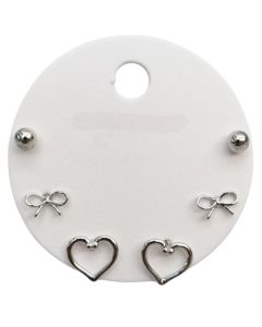 Petite Heart & Stud Trio ER Silver 