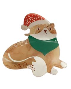 Christmas Cat Claw Clip Orange & Red 