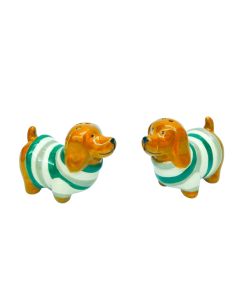 Dog Salt & Pepper Shakers Brown & Sage 6