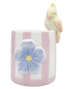 Perdy Parrot Planter Pink & Blue 20cm 