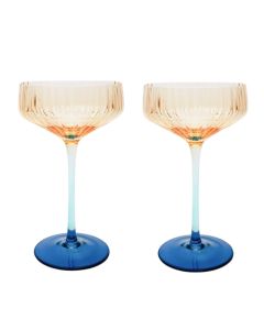 Ellie Ombre Cocktail Glass Amber & Blue 