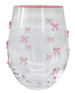 Kaya Bow Stemless Glass Pink 12cm 