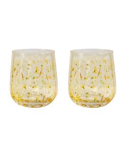 Bee Meadow Floral Tumbler Glass Yellow 1
