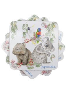 Popcorn Blue Australiana Cork & MDF Coas