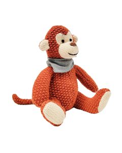 Knitted Monkey Soft Toy Red 18cm 