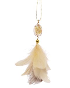 Elegant Feather with Gemstone Hanging De