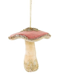 Velvet Glitter Toadstool Hanging Decorat