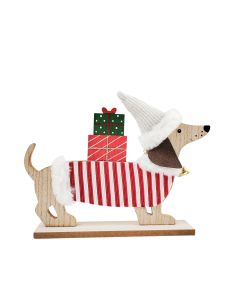 Sausage Dog with Presents Standing Decor