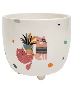 Quirky Cats Planter Colourful Sm 10cm 