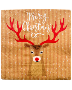 Reindeer Napkins Brown & Red 33x33cm S/2