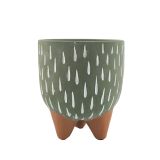 Cassie Planter with Legs Green Med 15.5c