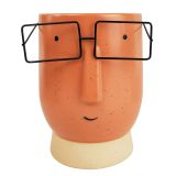 Blake with Glasses Tall Planter Terracot