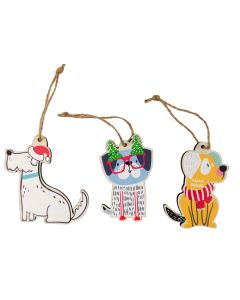 Quirky Christmas Dog Cutouts Hanging Dec